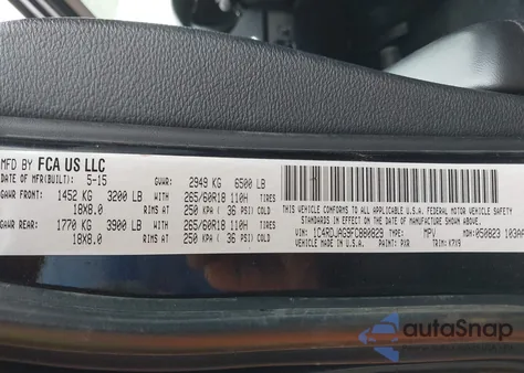 2015 Dodge Durango Sxt z USA, uszkodzony, nr VIN 1C4RDJAG9FC880829